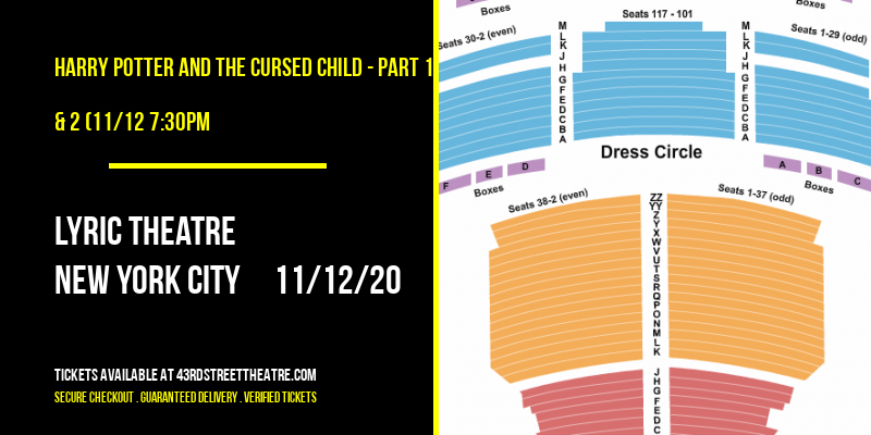 Harry Potter and The Cursed Child - Part 1 & 2 (11/12 7:30PM & 11/13 7:30PM) at Lyric Theatre tickets Harry Potter and The Cursed Child - Part 1 & 2 (11/12 7:30PM & 11/13 7:30PM) at Lyric Theatre